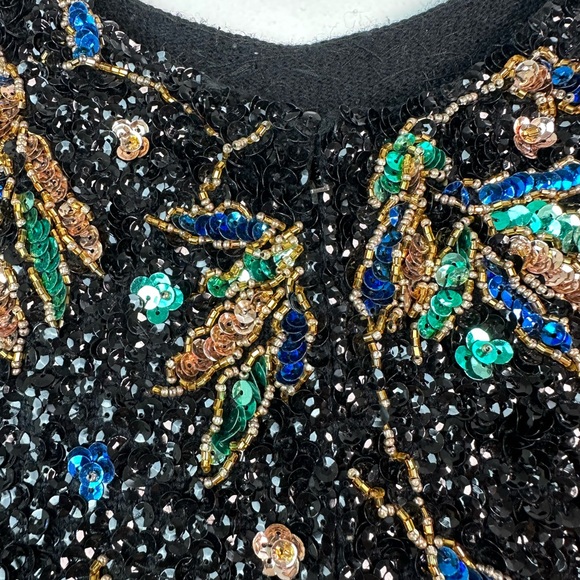 Vintage 50’s 60’sGene Shelly's Womens Sequin Dress 100% Wool Floral Pattern - Picture 5 of 10